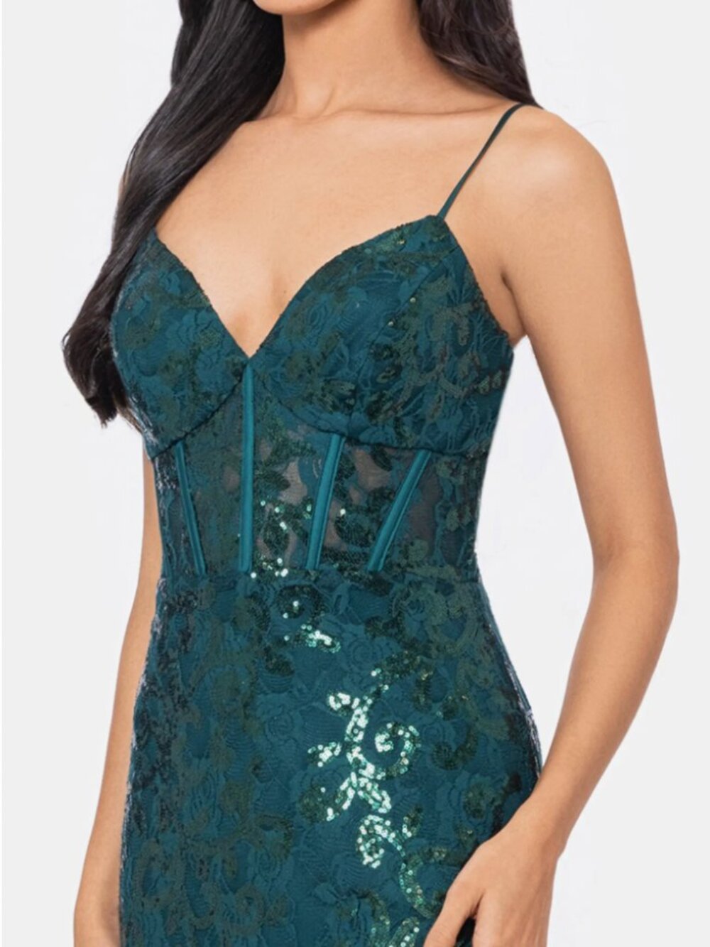 Blondie Nites 
Sequin Tapestry Sheath Gown